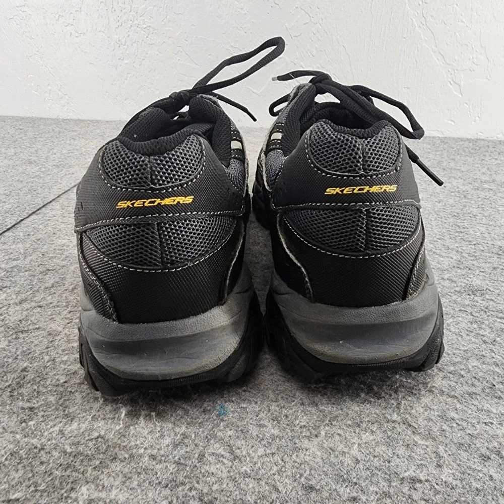 Skechers Afterburn M Fit Black Leather Mesh Trail Walking Sneakers Mens 14 EWW